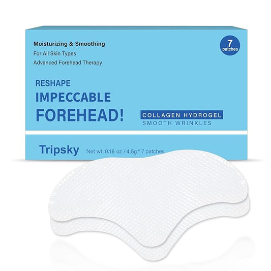 Tripsky Forehead Wrinkle Patches, Overnight Facial Wrinkle Patches With Collagen, Forehead Wrinkles Treatment Jelly Pads Softening Fine Lines