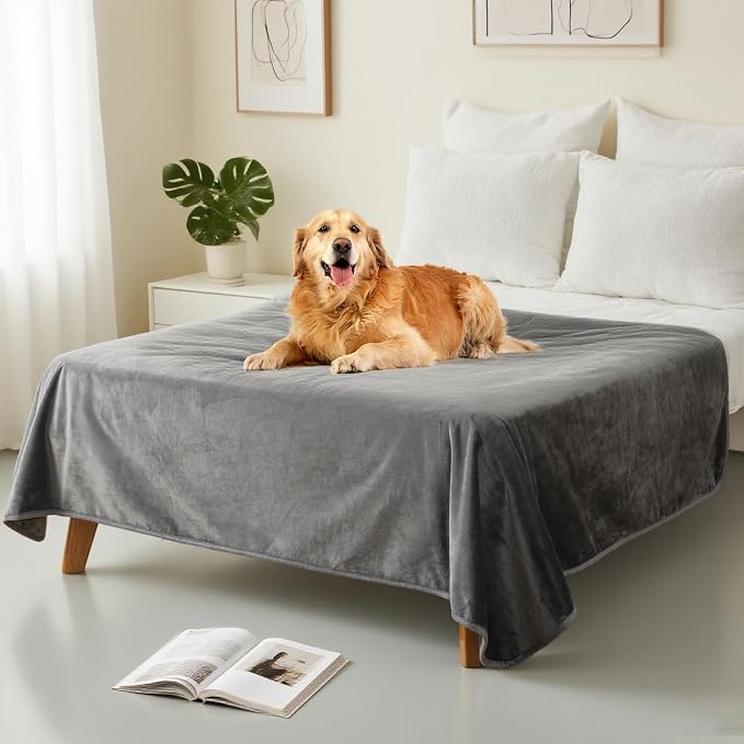 Waterproof Pet Blanket for Small Dogs and Cats | Reversible Flannel Fleece Throw Blanket for Sofa Couch Puppy Leakproof, Washable Furniture Protector 30"x40",Dark Grey
