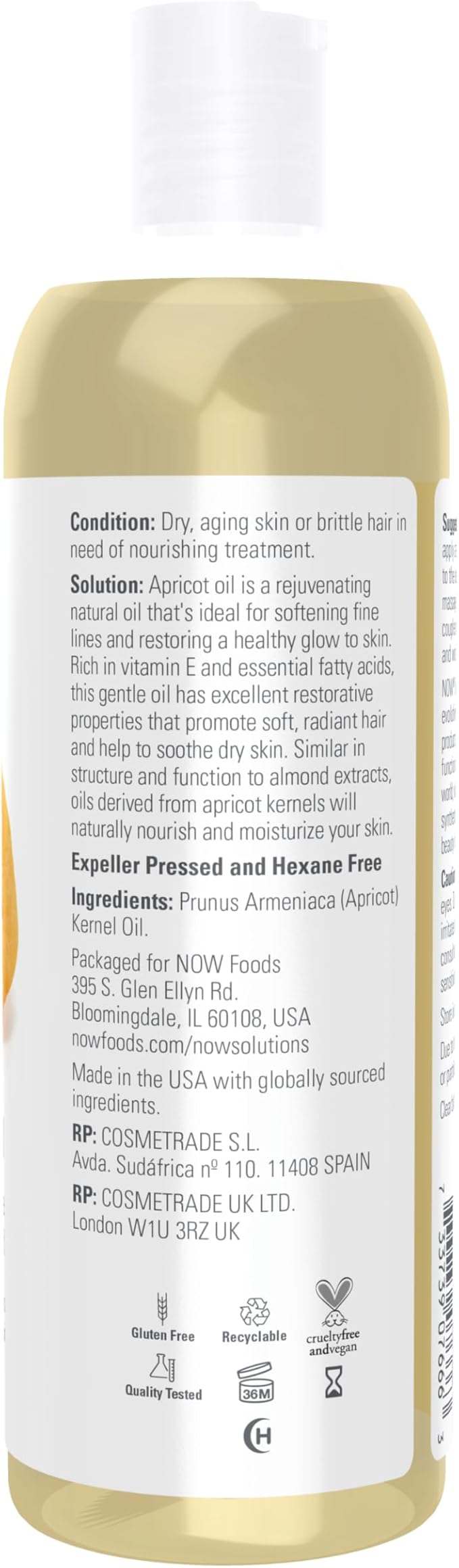 NOW Solutions, Apricot Kernel Oil, Hair Moisturizer, Rejuvenating Skin Oil, Softens Fine Lines, 16-Ounce (Pack of 2)