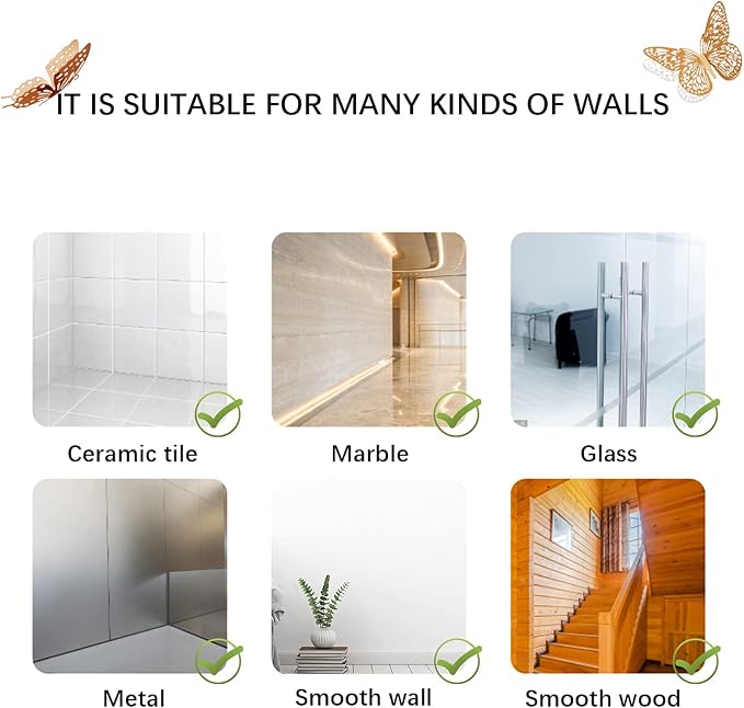 SAOROPEB 3D Butterfly Wall Decor, 48 Pcs 4 Styles 3 Sizes, Removable Metallic Wall Sticker Room Mural Decals for Kids Bedroom Nursery Classroom Party Decoration Wedding Decor DIY Gift (Rose Gold) | 4 Styles 3 Sizes, Removable Metallic Wall Sticker Room...