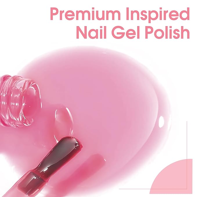Beautpal Milky White Jelly Nude Gel Nail Polish Set, 10 Transparent Colors Sheer Pink Orange Soak Off UV/LED Lamp Nail Kit for Salon Gel Manicure and Nail Art DIY at Home 7ml