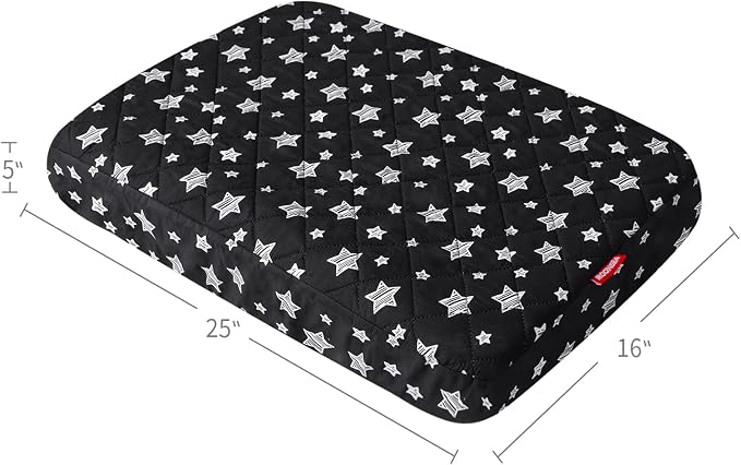 Waterproof Dog Bed Covers Replacement Lovely Black Star Print, 16x25 Inches | Washable Pet Hair Easy to Remove, Noiseless Quilted Puppy Pet Bed Cover , for Dog/Cat, Cover Only