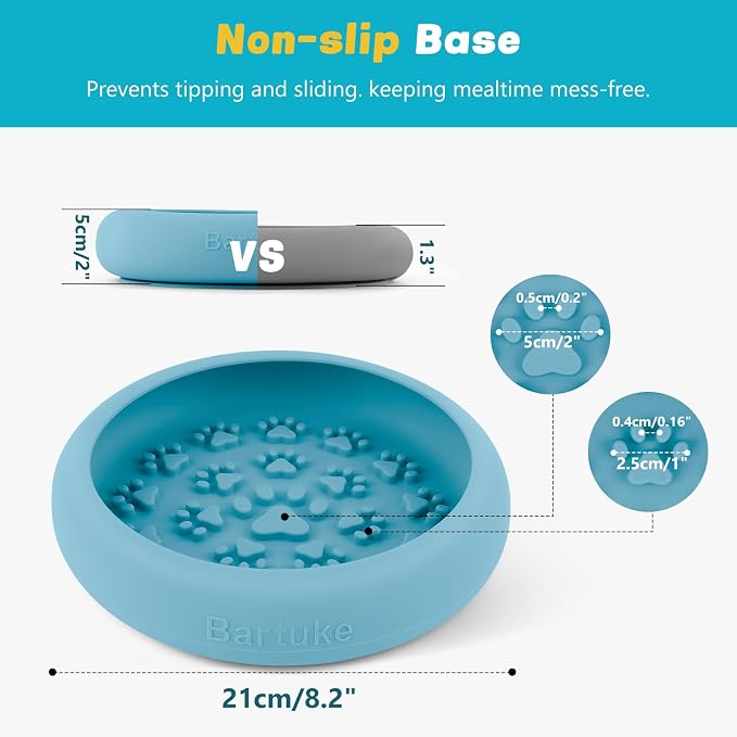 Silicone Dog Lick Bowl, Slow Feeder Dog Bowls with Strong Suction, Cyan