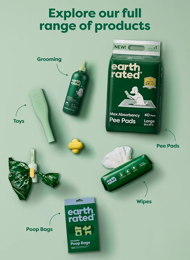 Earth Rated 40 Puppy Pads, Max Absorbency Pee Pads for Dogs, XL | Max Absorbency,Absorbs 2X Faster & 2X More, Leak Prevention, Potty Training, Fragrance-Free, Unscented