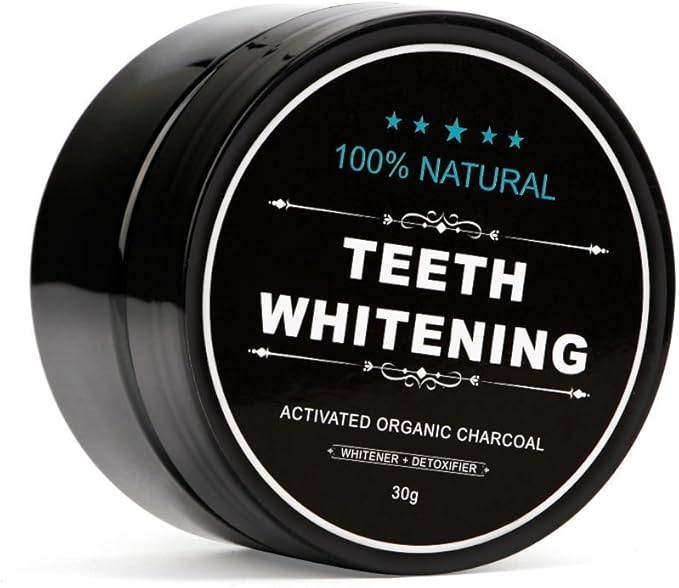 2-Pack Activated Charcoal Teeth Whitening Powder Natural Coconut Teeth Whitener with Bamboo Brush