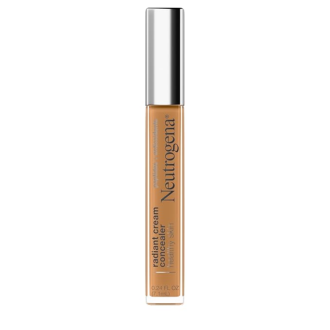 Neutrogena Healthy Skin Radiant Brightening Cream with Peptides & Vitamin E Antioxidant, Lightweight Perfecting Concealer Cream, Non-Comedogenic, Golden Medium/Deep 01 with warm undertones, 0.24 oz