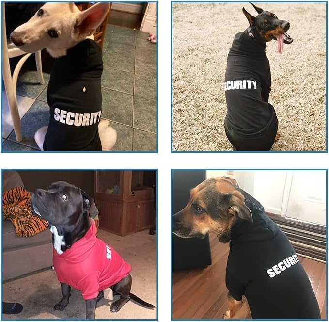 BINGPET Security Dog Hoodie, Pet Sweater Clothes with Leash Hole, Black | Warm Dog Sweatshirt for Small Medium Large Dogs, All-Season Cold Weather Comfort & Fit, Soft Winter Hooded Pullover Outfit