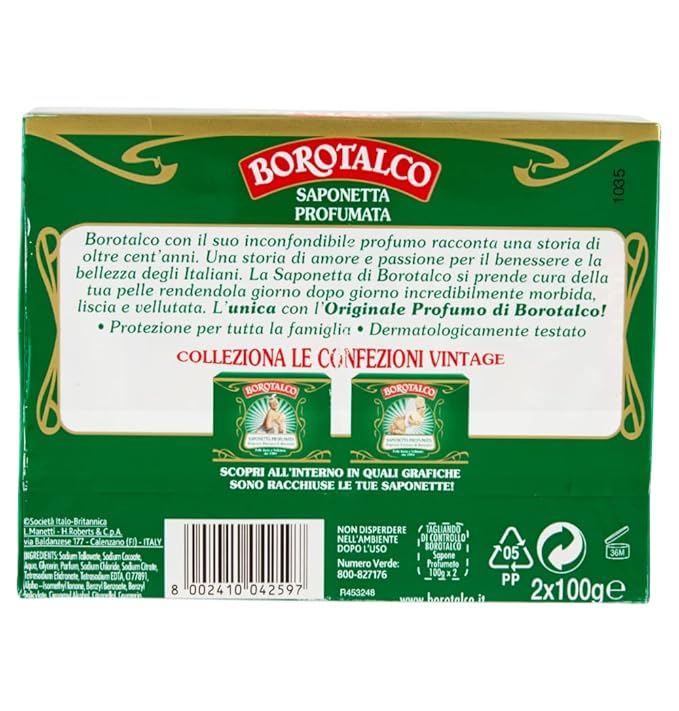 Roberts: Set of 2 Borotalco® Scented Soaps, Vintage Edition (Lady Picture) * 3.5 Ounces (100g) Packages (Pack of 2) [ Italian Import ]