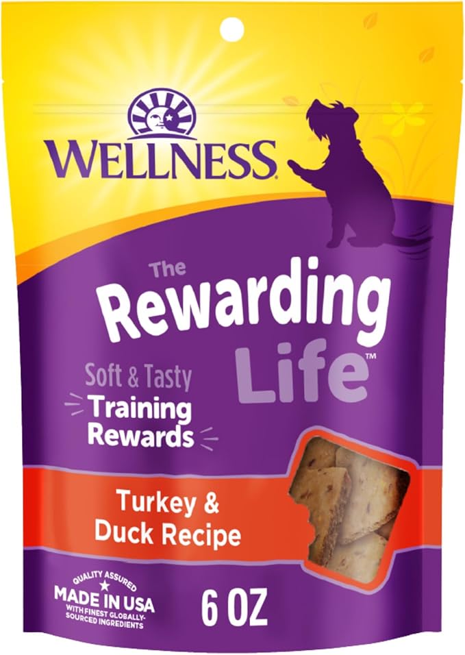 Wellness Rewarding Life Soft Dog Training Treats, Natural, Grain Free, Turkey and Duck Recipe, 6 oz Bag