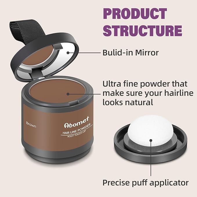 Hairline Powder Instantly Conceals Hair Loss, Root Touch Up Hair Color Powder, Hair Toppers for Women Men, Hair Fibers for Thinning Hair, Root Cover Up lasting 24 hours (Brown, 0.35)