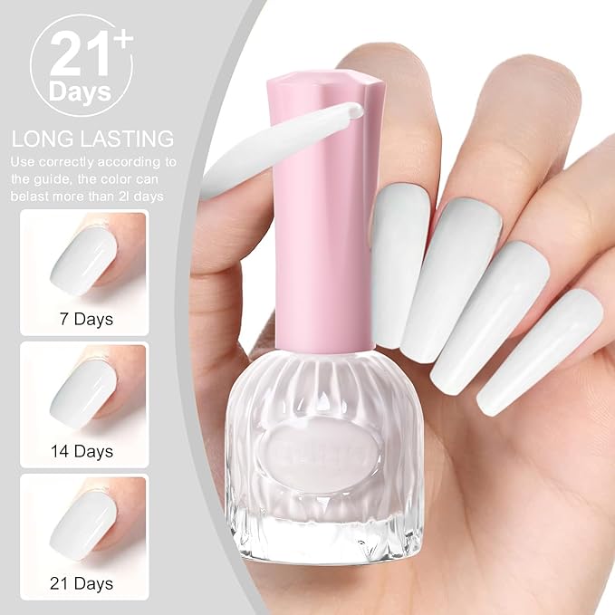 Major Dijit Quick Air Dry Nail Polish White Regular Nail Polish Non UV Gel Hema 0.34 fl oz.