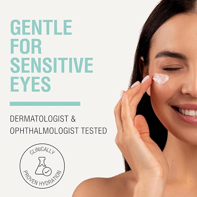 NOVEHA Daily Sensitive Eye Cream for Dry Eyelids & Around Eye; Vegan Ceramide Hydrating Eyelid Moisturizer; Anti-Aging Eye Cream for Fine Lines, Puffiness & Crow’s Feet; Fragrance-Free - 1 oz