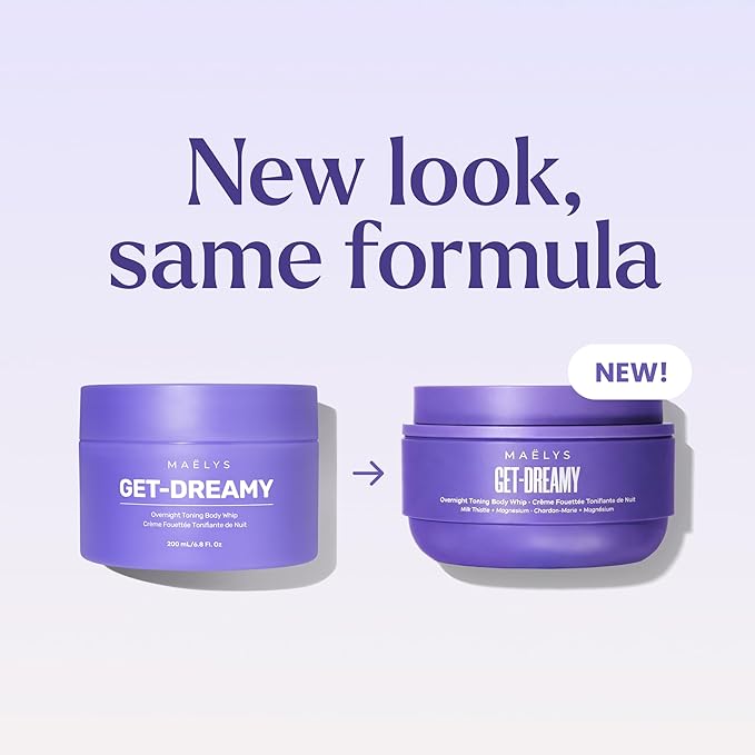 MAËLYS GET-DREAMY Overnight Toning Whip - Cellulite Cream & Skin Tightening Support with Milk Thistle + Uva-Ursi - Moisturizing Body Cream in a Whipped Texture (2 Pack)
