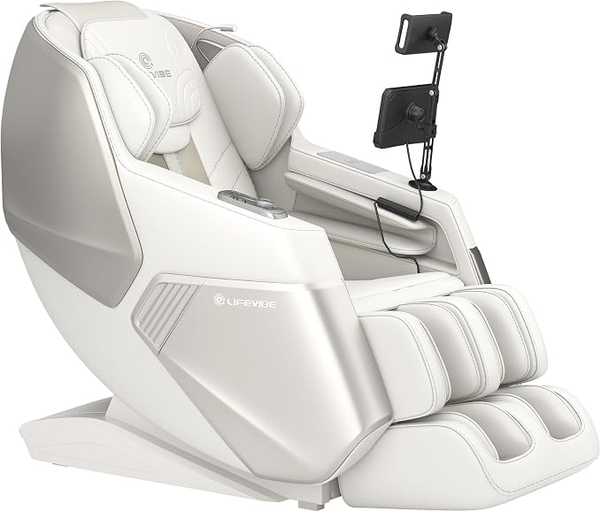 VAT Massage Chair Full Body VibroAcoustic Sonic Wave, SL-Track Zero Gravity Recliner with 25 Auto Modes, Smart Body Scan, Extendable Footrest, Reading Lamp, White