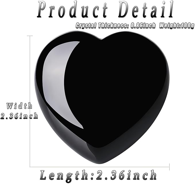 MAIBAOTA 60 mm Black Obsidian Crystal Large Heart Love Stone Healing Crystals Heart Stone for Women Natural Reiki Gemstone Polished Heart Shaped Rocks Meditation