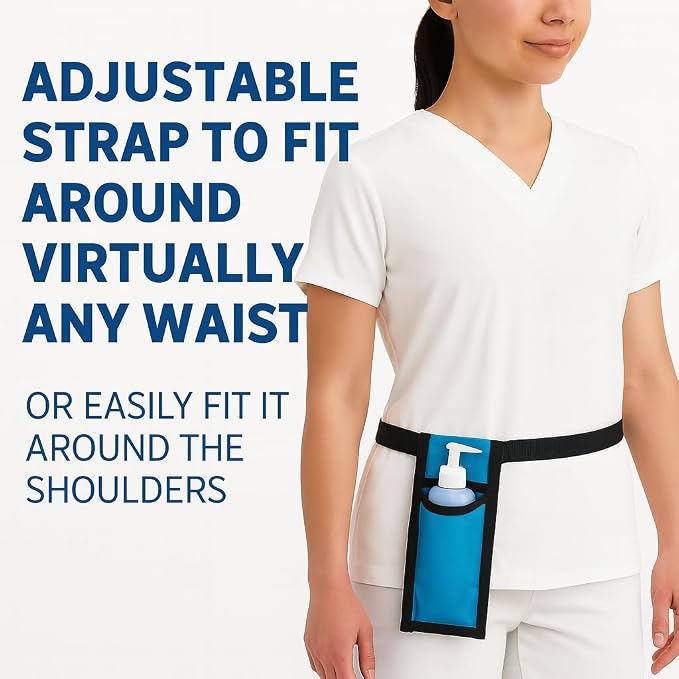Royal Massage Oil Bottle Holster with Adjustable Strap – Hands-Free Waist or Shoulder Pouch for Therapists – Fits Most Pump Bottles – 8 Color Options - Bottle Not Included (Blue)