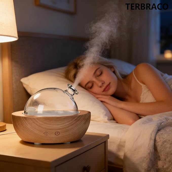 Essential Oil Aroma Diffuser - Electric Wood Glass Ultrasonic Fragrance Aromatherapy Scent Water Humidifier for Home Bedroom, Cold Air Smart Therapy Nebulizing Aromas Difusor para Casa