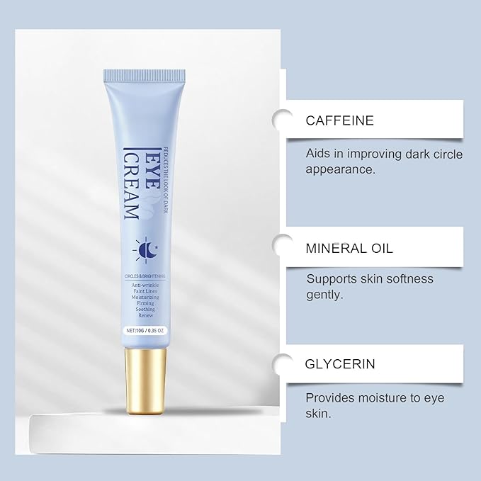 Caffeine Under Eye Cream, 5 in 1 Retinol Eye Cream Niacinamide Hyaluronic Acid & Peptides Anti Aging Eye Treatment for Dark Circles, Puffiness, Bags and Wrinkles