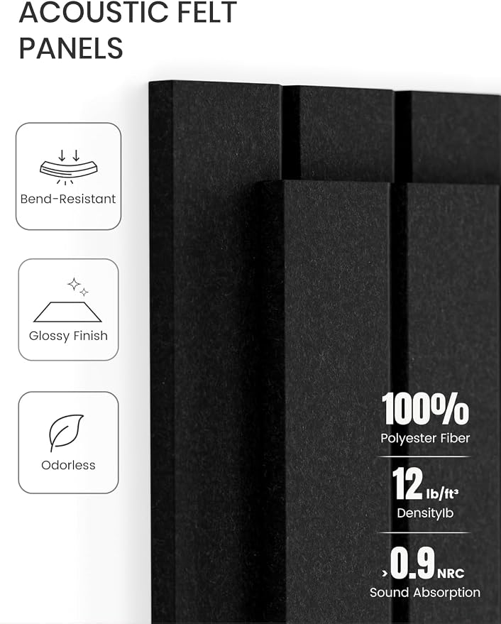 Fluxynara 36" x 24" Large Felt Bulletin Board, Black | 6 Pack Cork Board Alternative with 30 Safe Adhesive Tabs, Pin Boards for Wall Decor, Home, Office, Classroom,Dorm