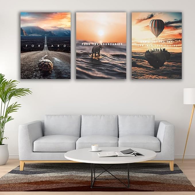 Motivational Wall Decor Poster Inspirational Wall Art 3 Pieces Canvas Wall Painting Framed Artwork for Living Room Bedroom Office Home Decor Prints Pictures Wall Decor Ready to Hang 48''Wx 24''H