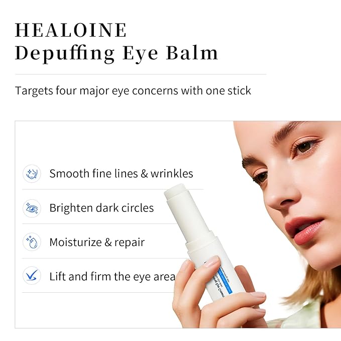 Eye Cream Stick for Dark Circles & Wrinkles – Korean Under Eye Balm Treatment with Avocado & Almond Oil, Firming & Hydrating, Puffiness & Fine Line Care, Travel-Friendly