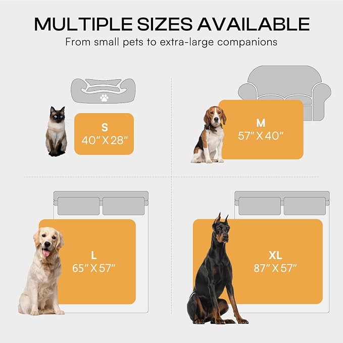 Luciphia Waterproof Bed Blanket Washable, Soft Sherpa Fleece Puppy Reversible Throw Blankets for Small, Medium Dog Cat, Furniture Cover Protector Couch from Liquid Pee and Pet Fur,Light Grey,57" x 40"