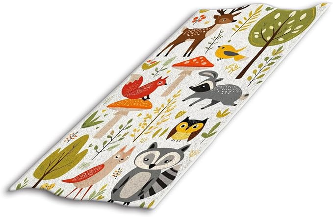 Summer Cute Woodland Animals Hand Towel Trees, Mushrooms and Berries Birthday Face Towels Suit Travel Sports Pool Swimming Bath Camping Spa Gym Yoga,15x30 Inch