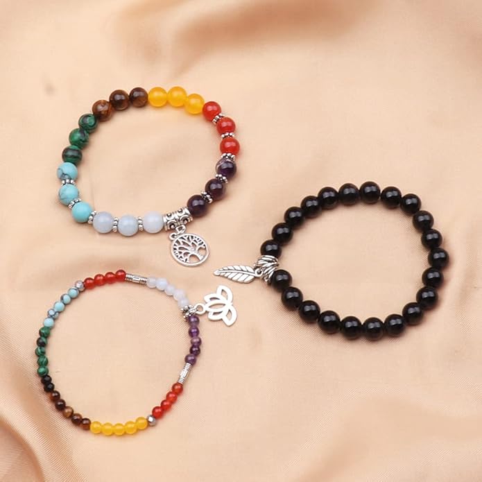UEUC Tree of Life Yoga Healing Stone Bracelets,Multilayer Lotus Chakra Stone Reiki Bracelet Sets,Anxiety Crystal Natural Stone,for Women Stress Relief