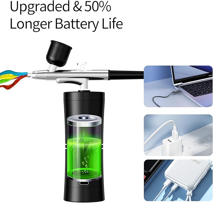 Airbrush Kit Portable Airbrush Air Brush Kit with Air Compressor Airbrush for Nails Airbrush Compressor High Pressure Nail Airbrush Machine Handheld Mini Air Brush Kit (Black)