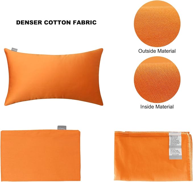 Thmyo 4-Pack 100% Cotton Lumbar Comfortable Solid Decorative Throw Pillow Case Rectangle Cushion Cover Sublimation Blank Pillow Covers Thanksgiving DIY Throw Pillowcase(12x20inch/30x50cm, Fall Orange)
