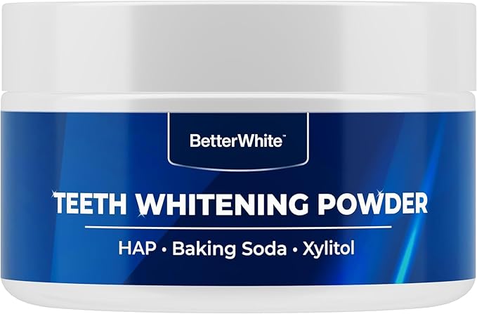 BetterWhite Teeth Whitening Powder - Hydroxyapatite, Remineralizing, Non-Sensitive Formula - Dentist-Approved Tooth Stain Remover & Polisher - Fluoride-Free - 6 Month Supply (40g)