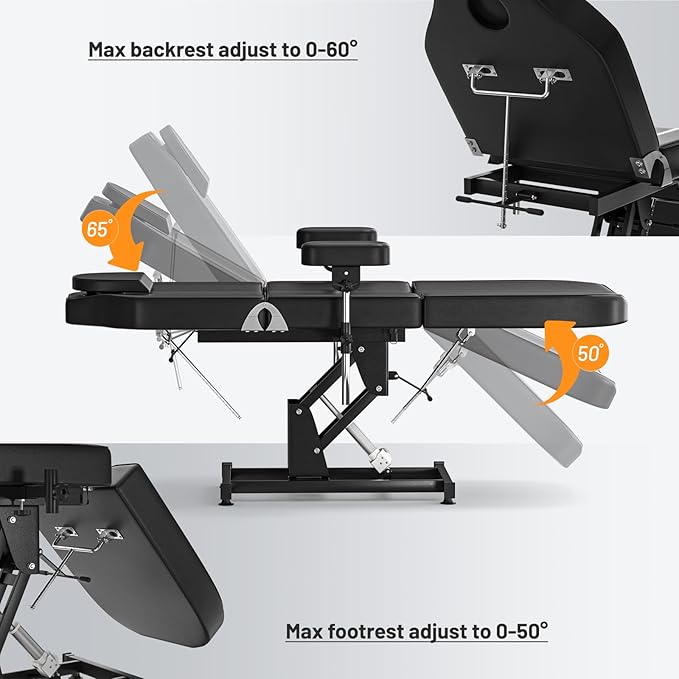 Electric Tattoo Chair Bed with Stool & Adjustable Armrests & Height Facial Chairs for Esthetician for Beauty Spa