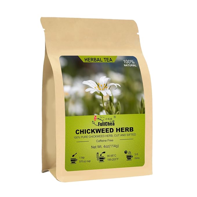 FullChea - Chickweed Herb, 4oz/114g, Dried Stellaria Media Loose Herb | Premium cut & sifted stellaria media herb, non-GMO, caffeine-free, natural chickweed for daily herbal tea enjoyment