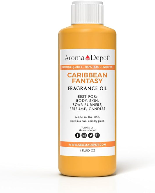 Caribbean Fantasy 4 oz. Fragrance Oil I Perfume I Skin Oil I Scented Oil. DIY Projects Such as Candles, Bath Bombs, Body Butters, Creams & Lotions. Few Drops in The Diffuser, Burners, or Warmers