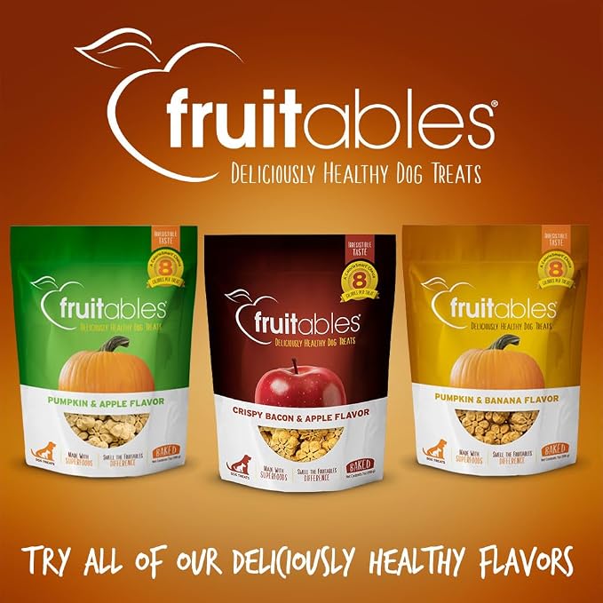Fruitables Baked Dog Treats, Healthy Pumpkin Treat for Dogs, Low Calorie & Delicious, Free of Wheat, Corn and Soy, Made in the USA, Sweet Potato and Pecan Flavor, 7oz (Pack of 2)