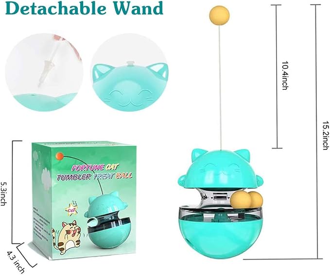 SUJAYU Cat Toy Funny Tumbler Interactive Ball, Treat Dispenser Automatic No-Electronic Move, More Exercise for Indoor Cats Kittens, Cat Self-Play IQ Traning Treat Toy Ball, Blue