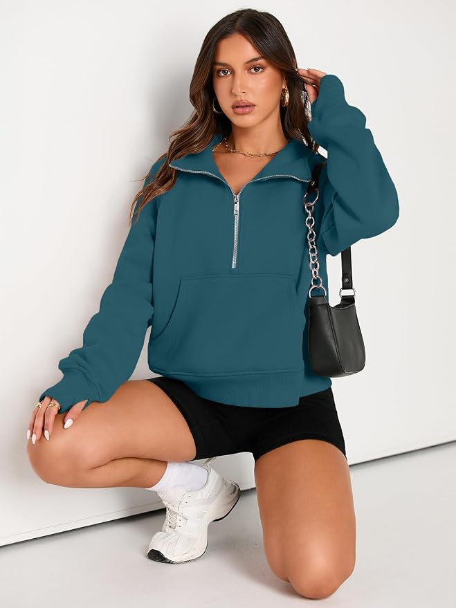AUTOMET Womens Sweatshirts Half Zip Fleece Pullover Fall Outfits | Fall Fashion Clothes 2026,Cropped Sweatshirts,Cute Y2k Tops,Quarter Zipper Sweater,Winter Loungwear Outfits