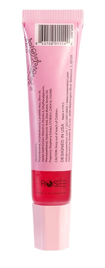 Rosee Lip Gloss Vegan & Cruelty Free Treatment, Professional Make up, Long Lasting Glossy with Shea Butter, Moisturize, Protect & Smooth, High Shine, Non-Sticky (k. Raspberry, 0.5 Fl Oz)