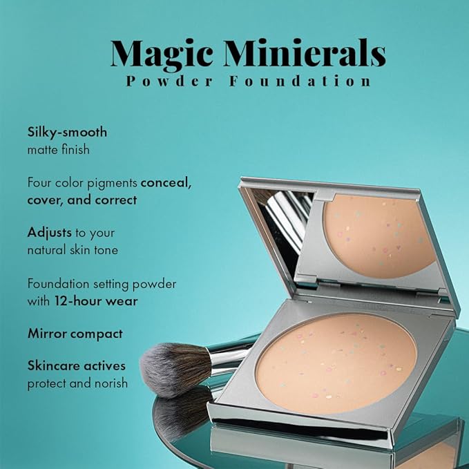 Magic Minerals by Jerome Alexander Jumbo Size Mineral Powder Foundation with Color Correctors, Antioxidant Skincare Formula (Dark)