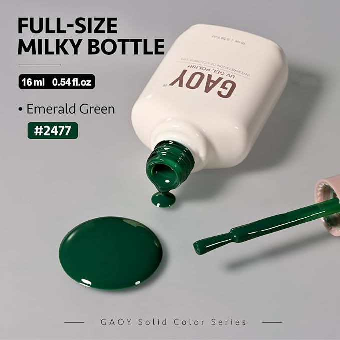 GAOY Green Gel Nail Polish, 16ml Soak Off Gel Polish, UV Light Cure for Nail Art DIY Manicure at Home, 2477 Emerald Green