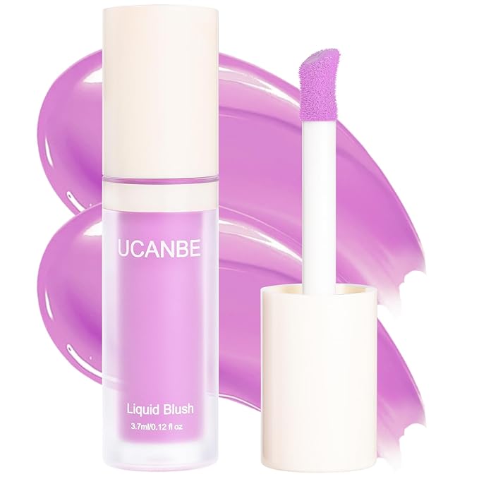 Matte Liquid Blush for Cheeks, High Pigment Buildable Cream Blush, Long-Lasting Natural Glow - Hydrating Formula Lightweight Makeup Radiant Flushed Cheeks (06 Lavender)