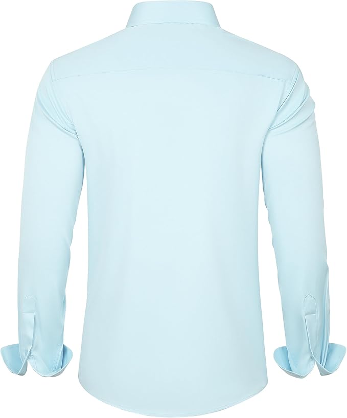 J.VER Men's Dress Shirts Solid Long Sleeve Stretch Wrinkle-Free Formal Shirt Business Casual Button Down Shirts