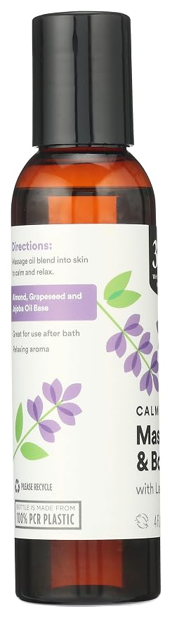 365 by Whole Foods Market, Massage & Body Oil with Lavender, Calming Blend, 4 Fl Oz