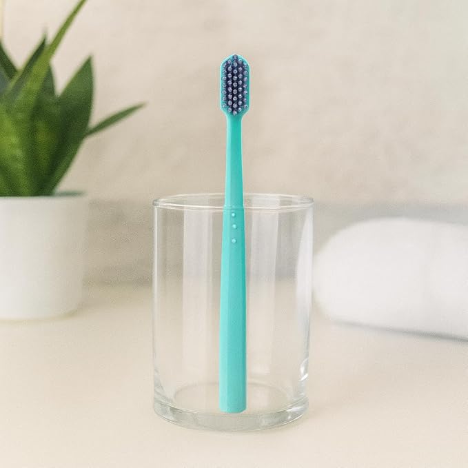 Ved ProCura Ultra Soft Toothbrush – Gentle Manual Toothbrush for Adults with 5,460 Super Soft Bristles for Sensitive Teeth and Gums (Cyan)