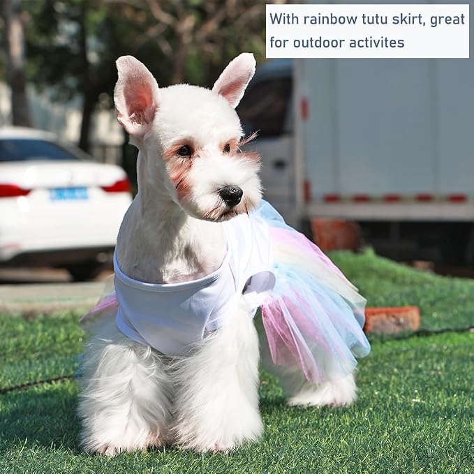ANIAC Dog Vest Skirt Puppy Princess Dresses Cute Birthday Tutu Skirt Doggy Wedding Outfit Pet Clothing for Cats and Small Medium Dogs (White, X-Large)