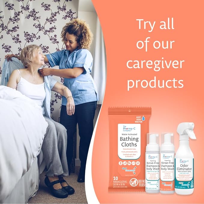 The Pharma-C Company - Foaming Rinse Free Shampoo & Body Wash [6 pack] - Fragrance & Dye Free - Hospital Tested Gentle No-Rinse Formula Leaves Hair & Body Fresh & Clean