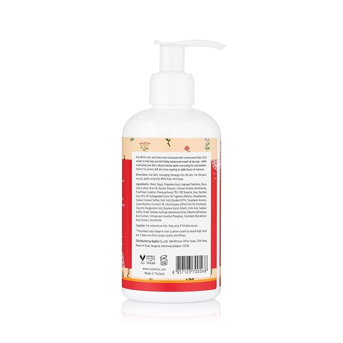 Koji White Kojic Acid Body Lotion – Vegan Moisturizing Lotion for Dry Skin, Hydrating and Nourishing, Paraben-Free, 8.45 Fl Oz
