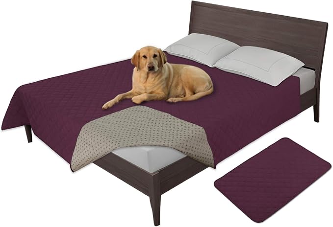 Easy-Going Waterproof Dog Bed Cover, Non-Slip Pet Blanket, 68x82in, Wine | Leakproof Couch Cover, Machine Washable Furniture Mattress Protector, Soft Sofa Mat For Dogs, Pet Friendly