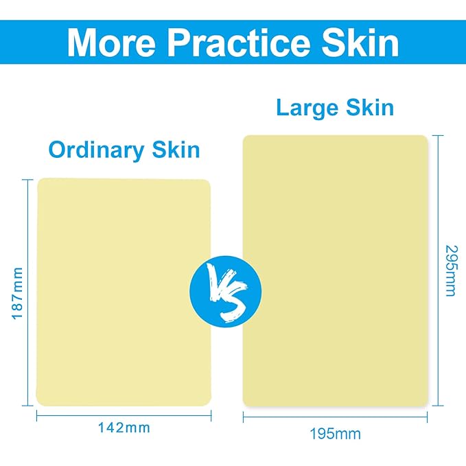 Emalla 3mm Premium Tattoo Skin, 5Pcs Large Practice Skin Soft Silicone 12"x8" Double-Sided Use Fake Skin for Artists and Beginners Tattoo Supplies