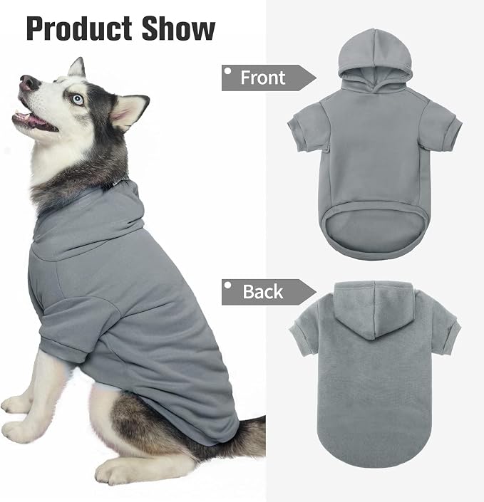 BINGPET Dog Hoodie for Small Dogs, Soft Pullover Pet Sweater | Warm Dog Sweatshirt Clothes, Winter Hooded Outfit for Girl Boy Dogs Puppy, Chihuahua Cold Weather Coats Wear, Grey S